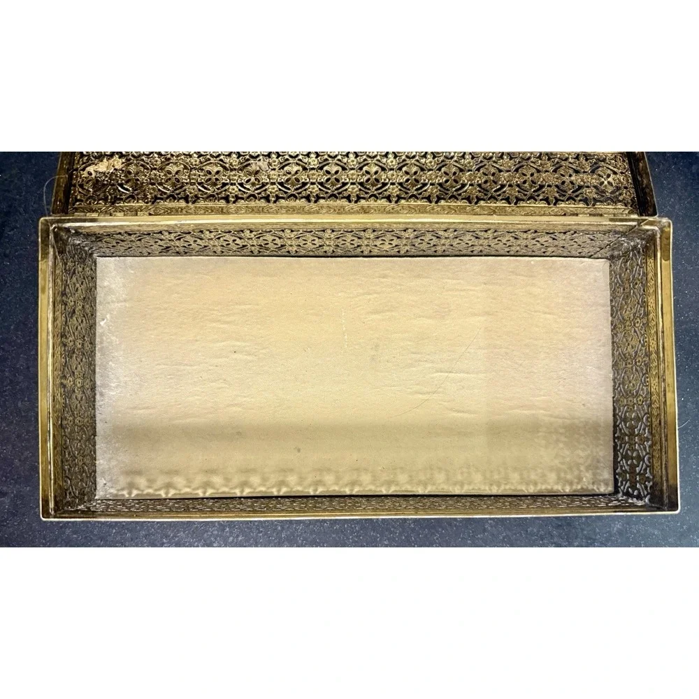 Vintage ORMOLU Gold Plated ROSES Tissue Holder